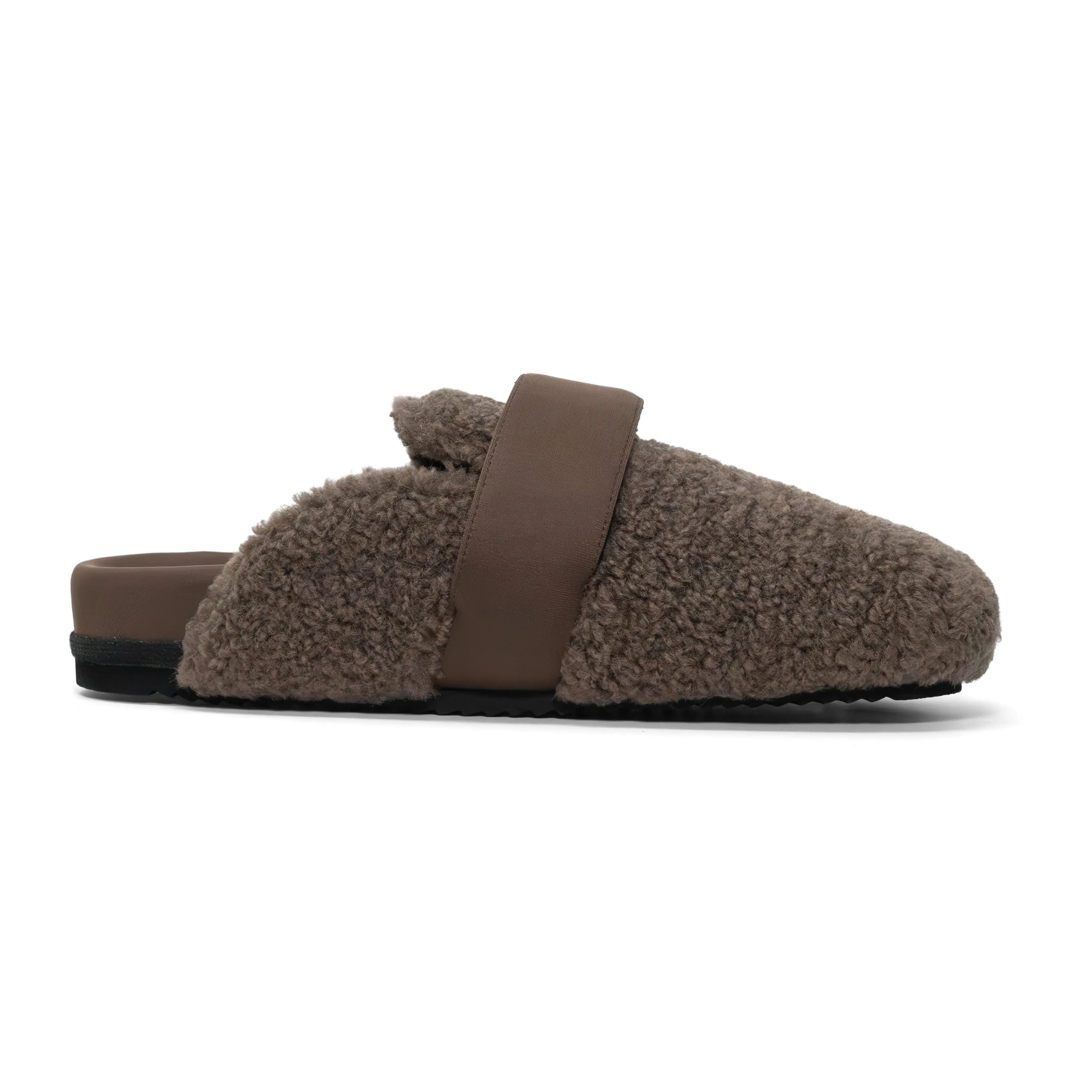 ROAM FUZZY LOAFER MULE TAUPE FAUX SHEARLING