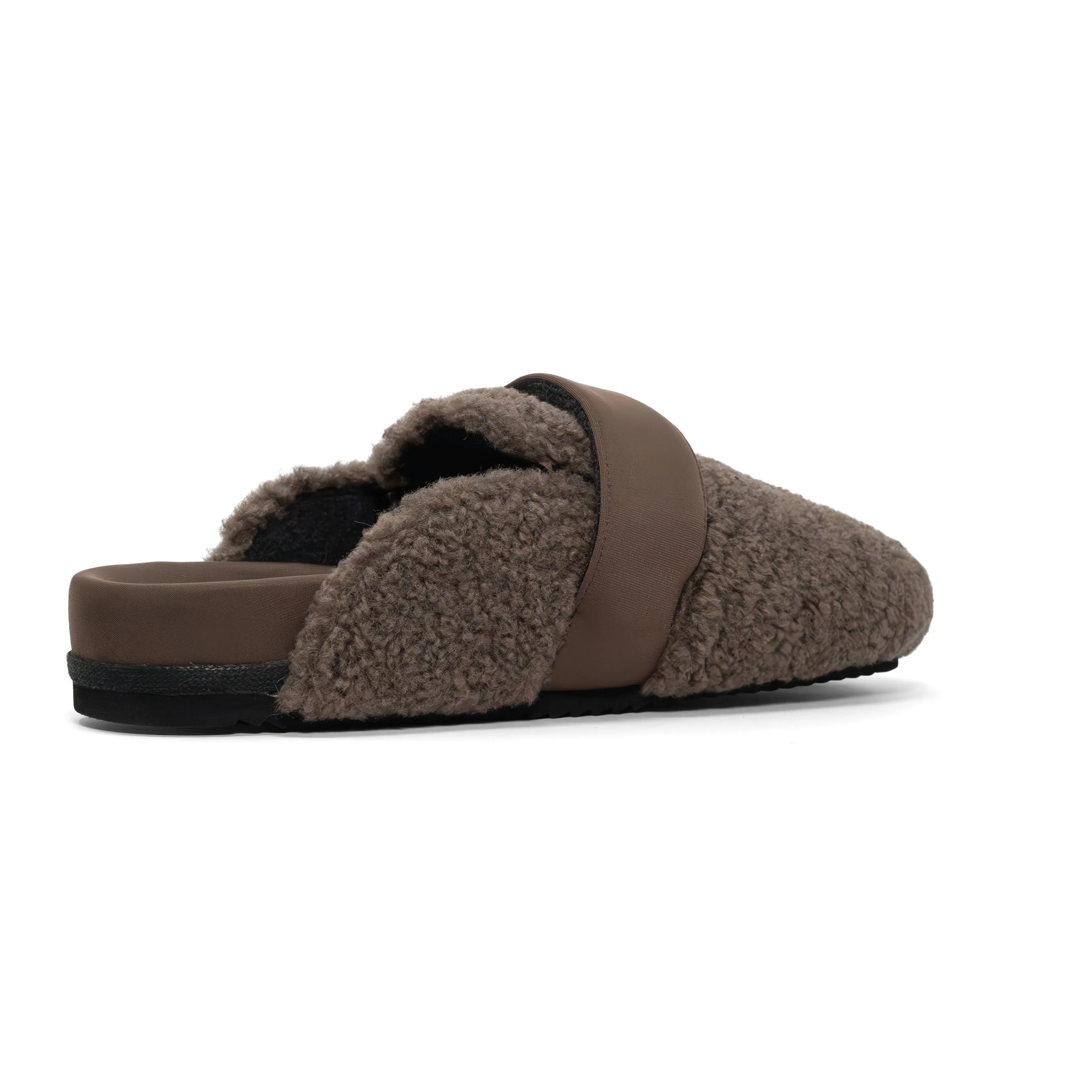 ROAM FUZZY LOAFER MULE TAUPE FAUX SHEARLING