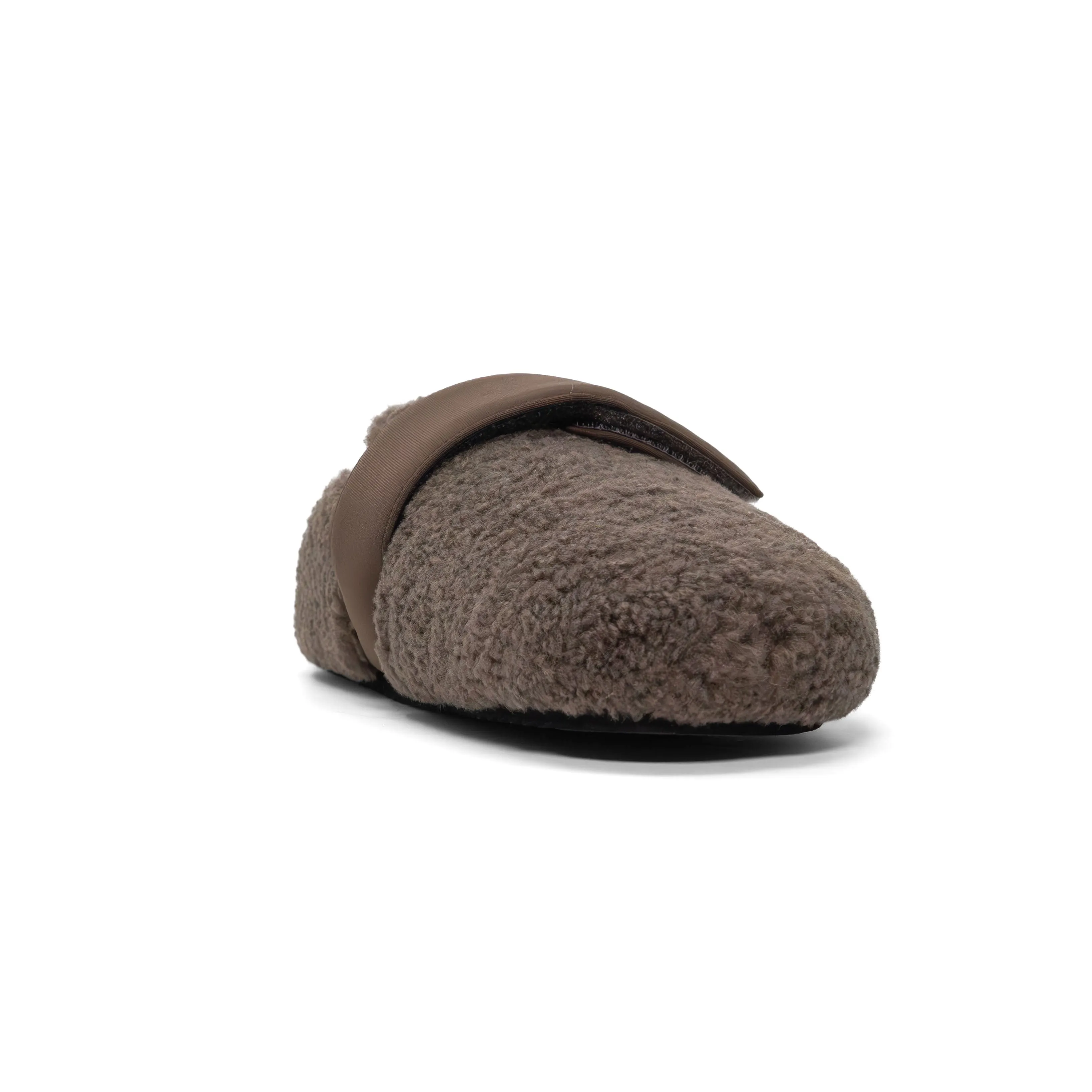 ROAM FUZZY LOAFER MULE TAUPE FAUX SHEARLING