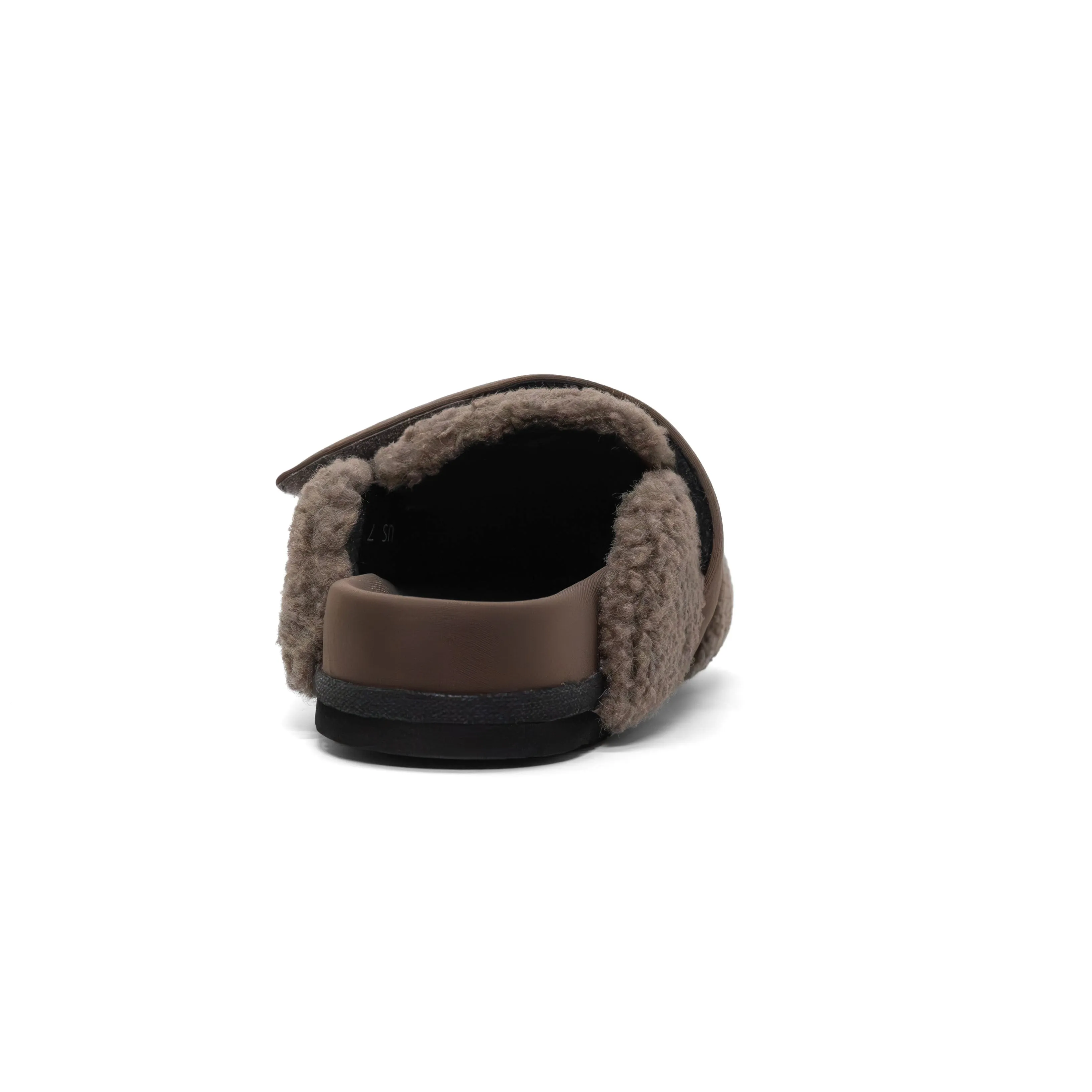 ROAM FUZZY LOAFER MULE TAUPE FAUX SHEARLING