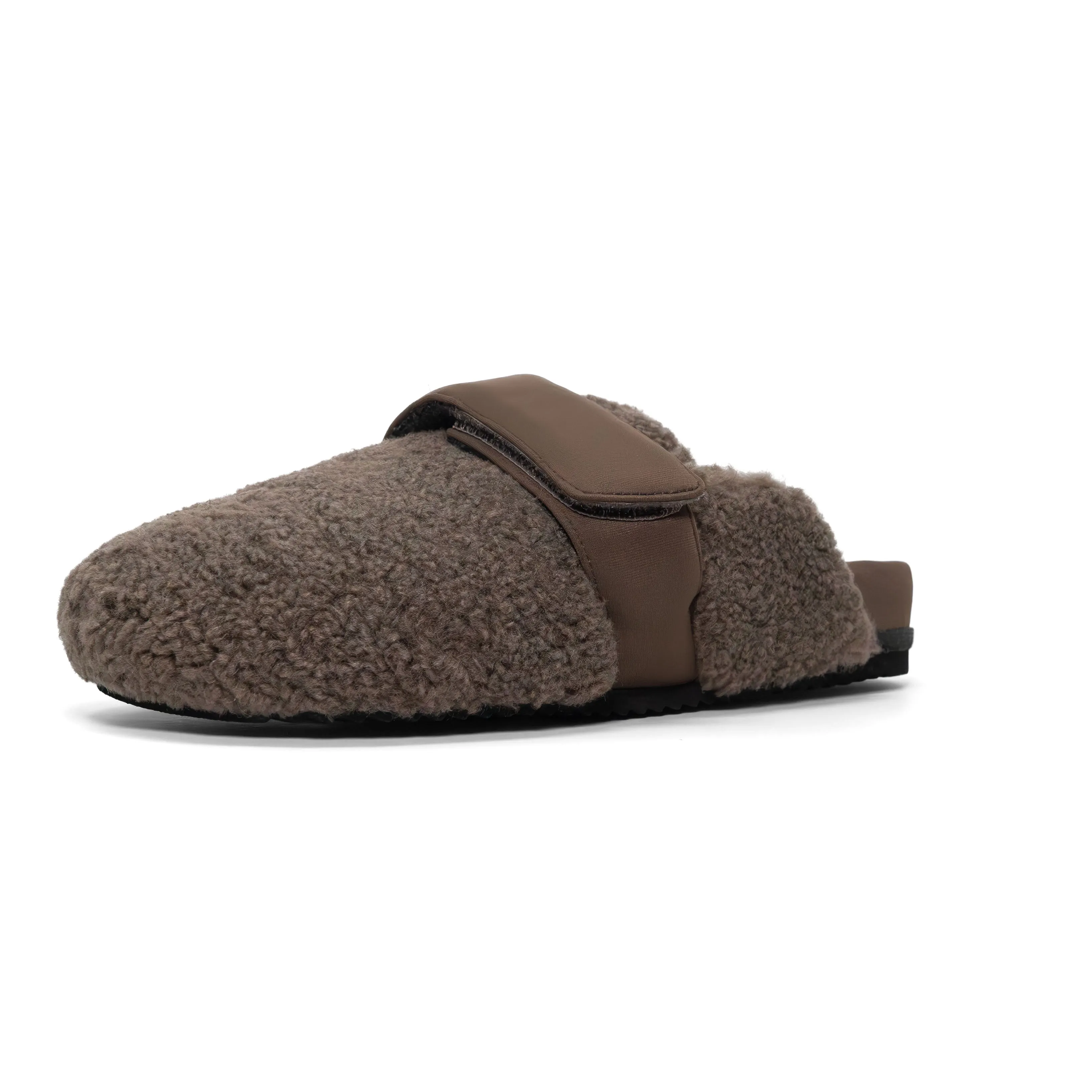 ROAM FUZZY LOAFER MULE TAUPE FAUX SHEARLING