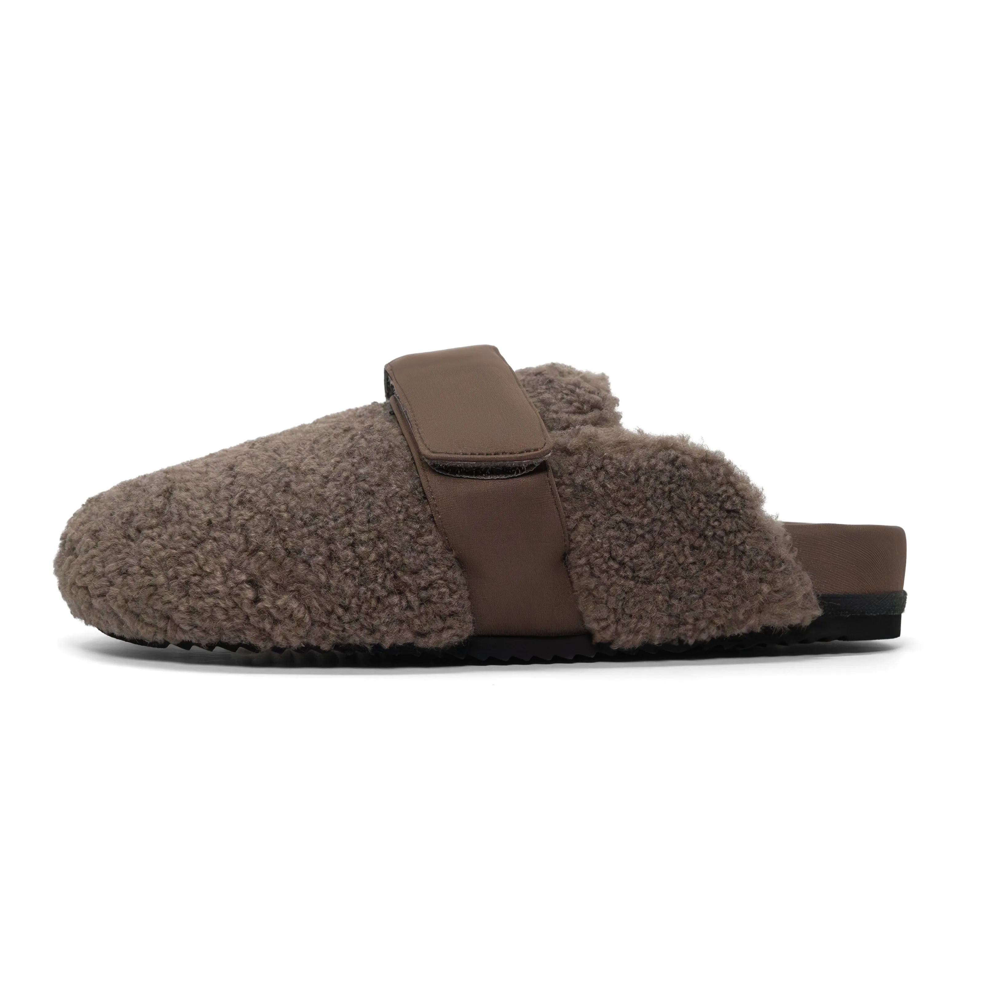 ROAM FUZZY LOAFER MULE TAUPE FAUX SHEARLING