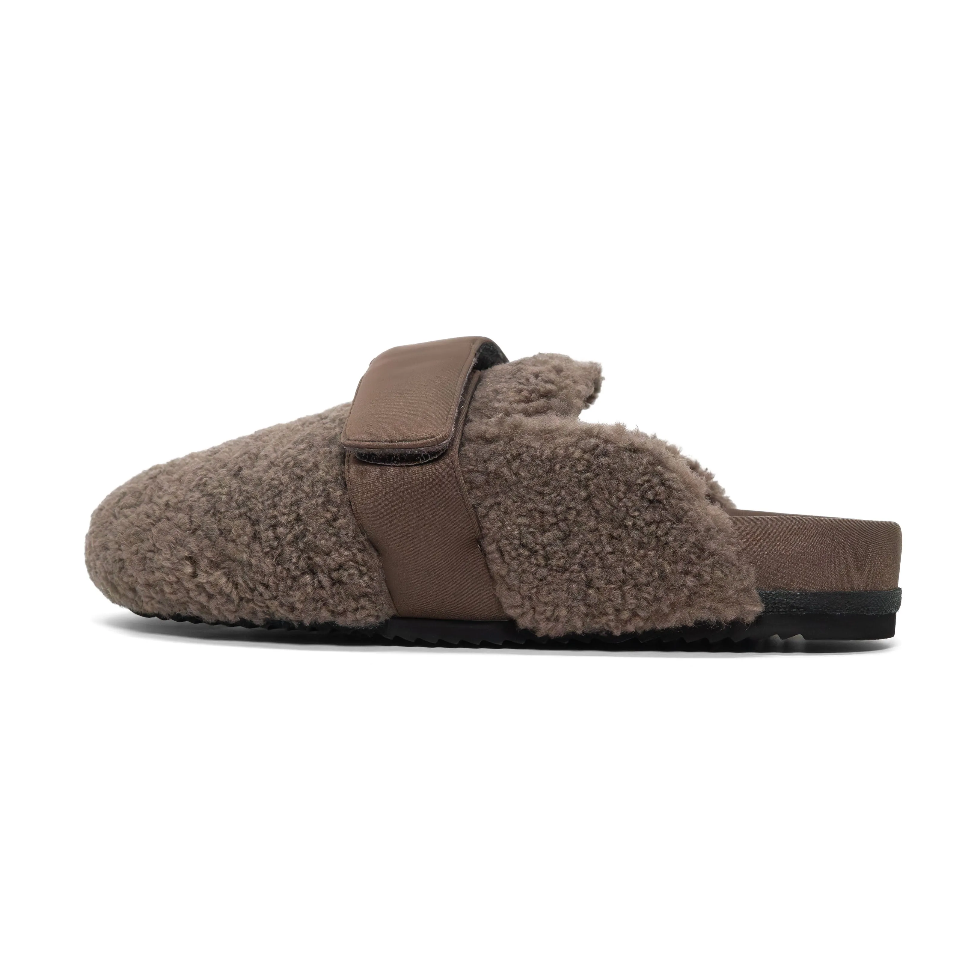 ROAM FUZZY LOAFER MULE TAUPE FAUX SHEARLING