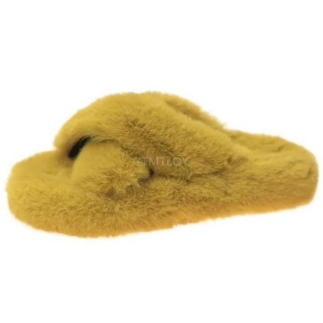 RXFSP Summer Fluffy Raccoon Fur Slippers Shoes Women