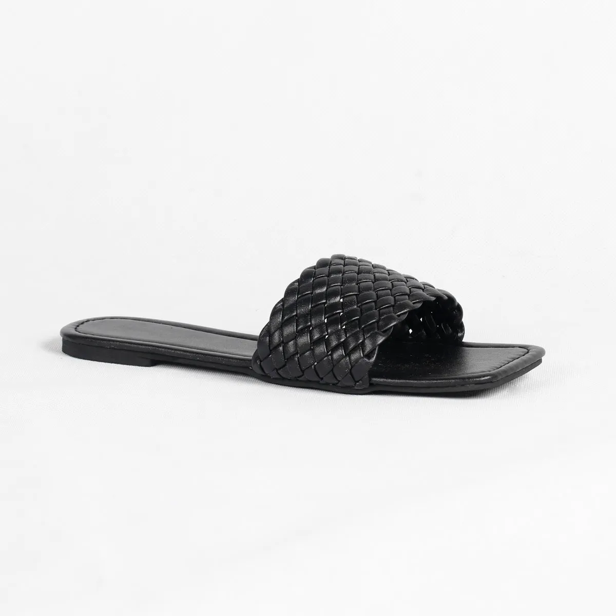 RXFSP Women Woven Square Head Flat Slippers
