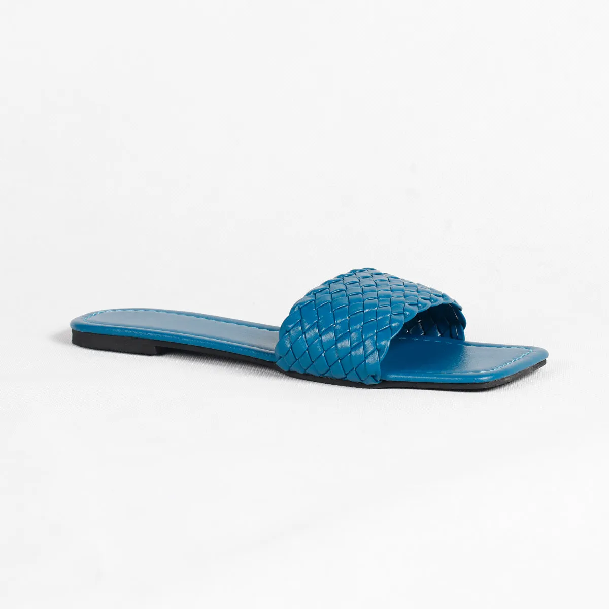 RXFSP Women Woven Square Head Flat Slippers