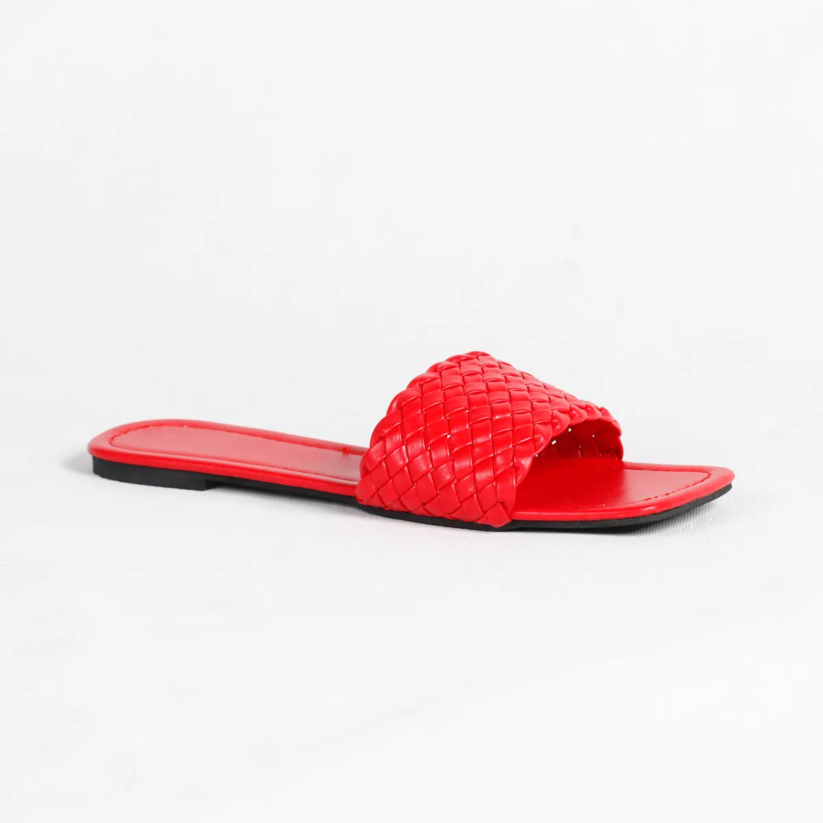 RXFSP Women Woven Square Head Flat Slippers