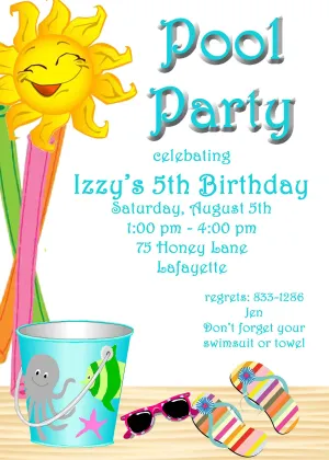 SAND PAIL AND FLOATIES CUSTOM INVITATION