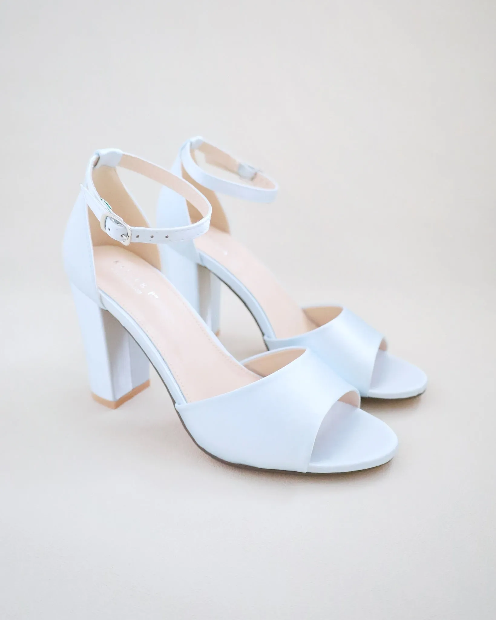 Satin Block Heel Wedding Sandals