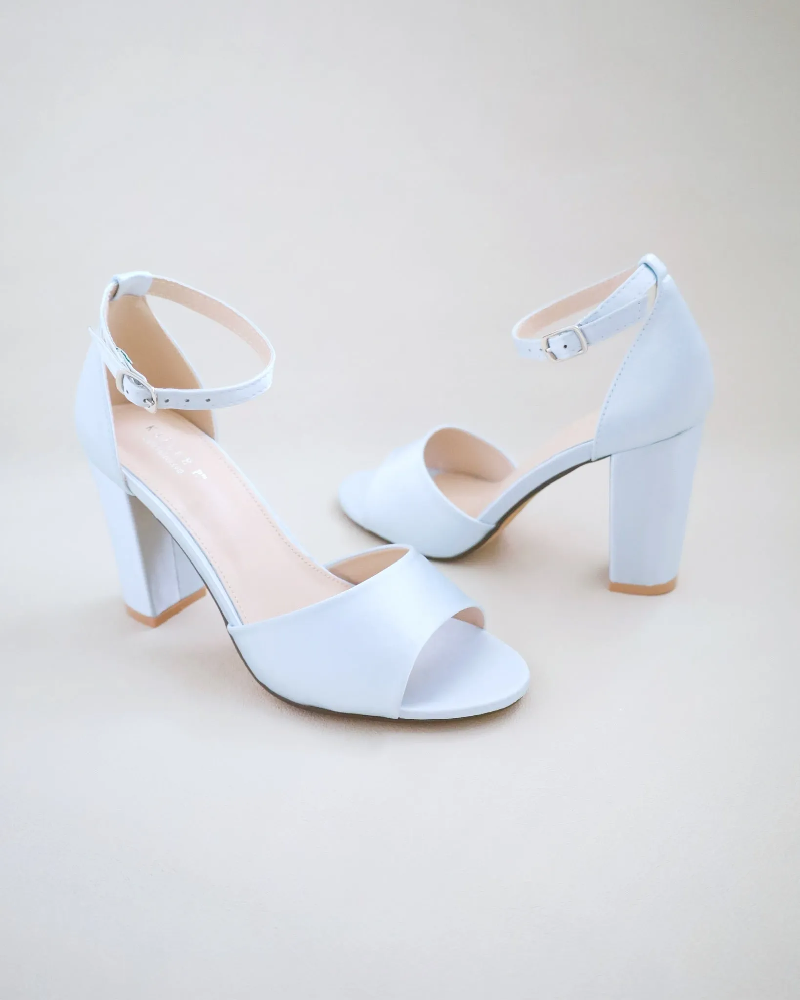 Satin Block Heel Wedding Sandals