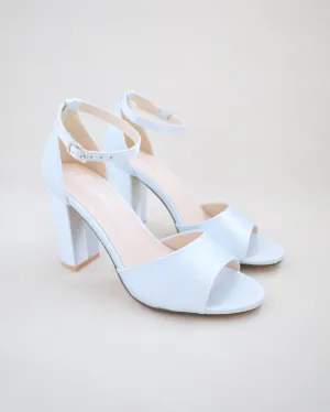 Satin Block Heel Wedding Sandals
