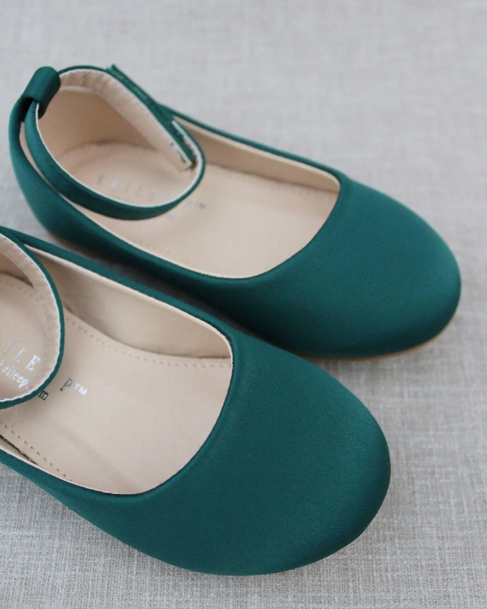 Satin Flats with Velcro Ankle Strap