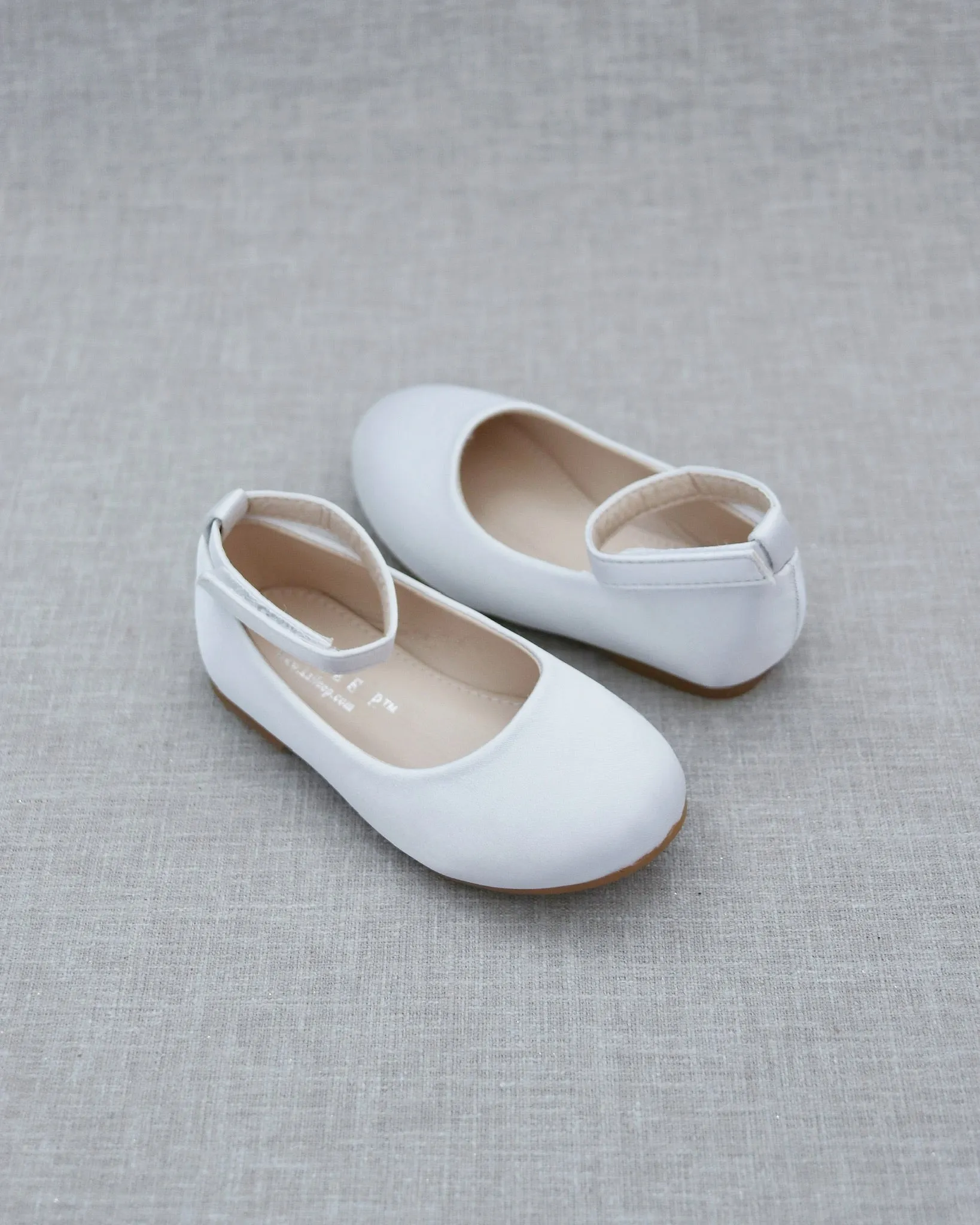 Satin Flats with Velcro Ankle Strap