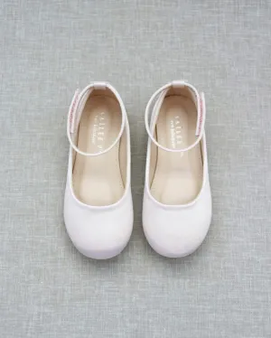Satin Flats with Velcro Ankle Strap