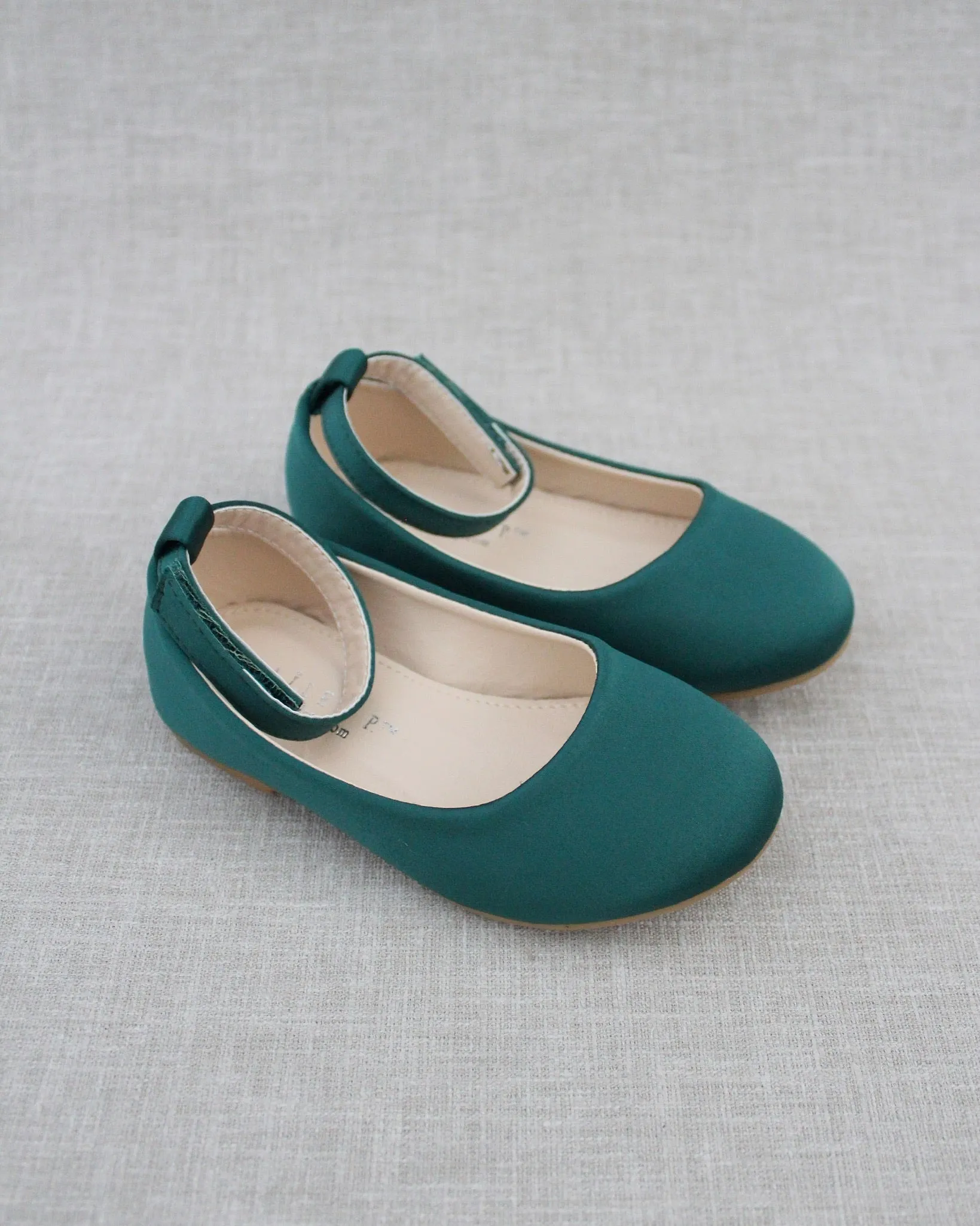Satin Flats with Velcro Ankle Strap