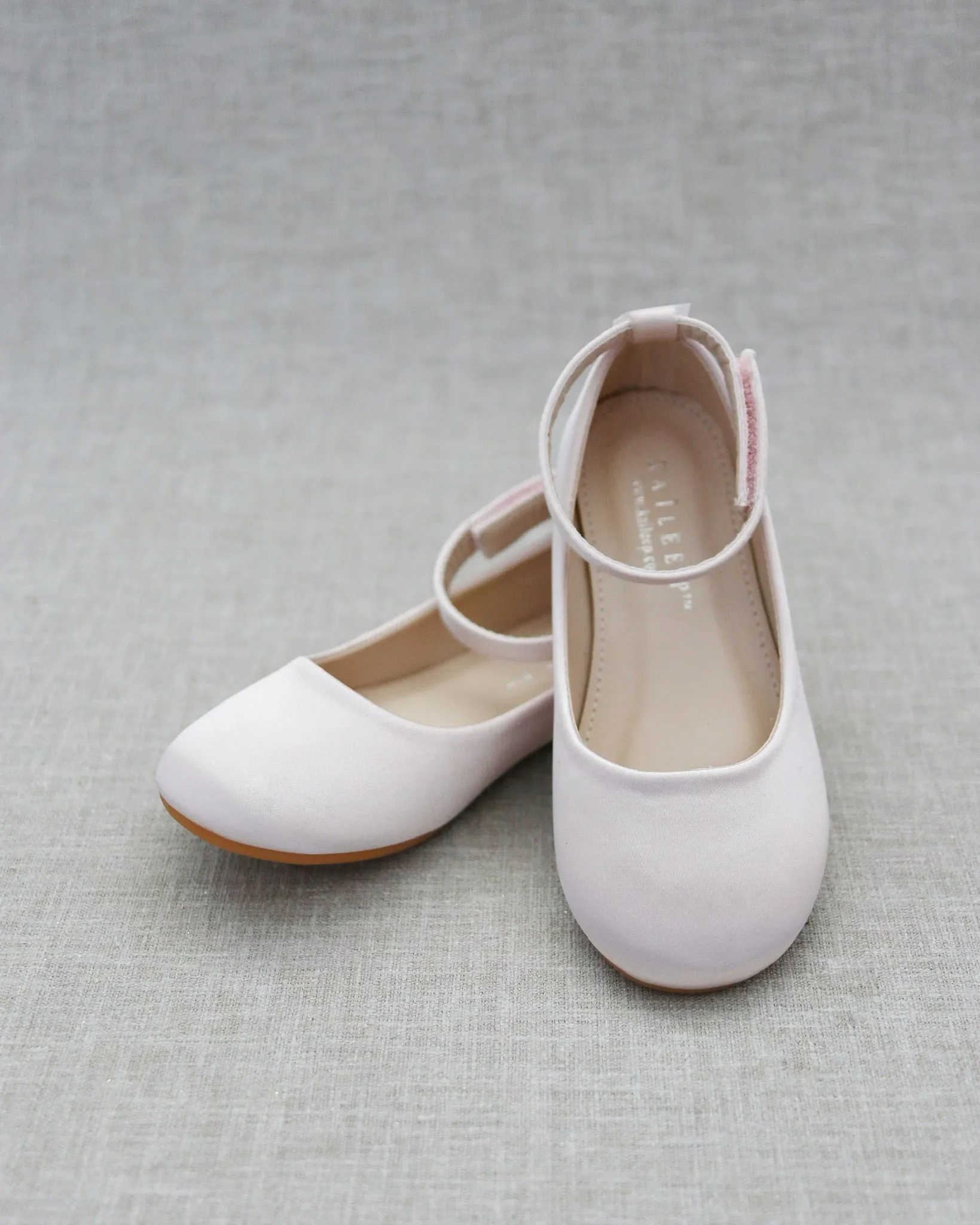 Satin Flats with Velcro Ankle Strap