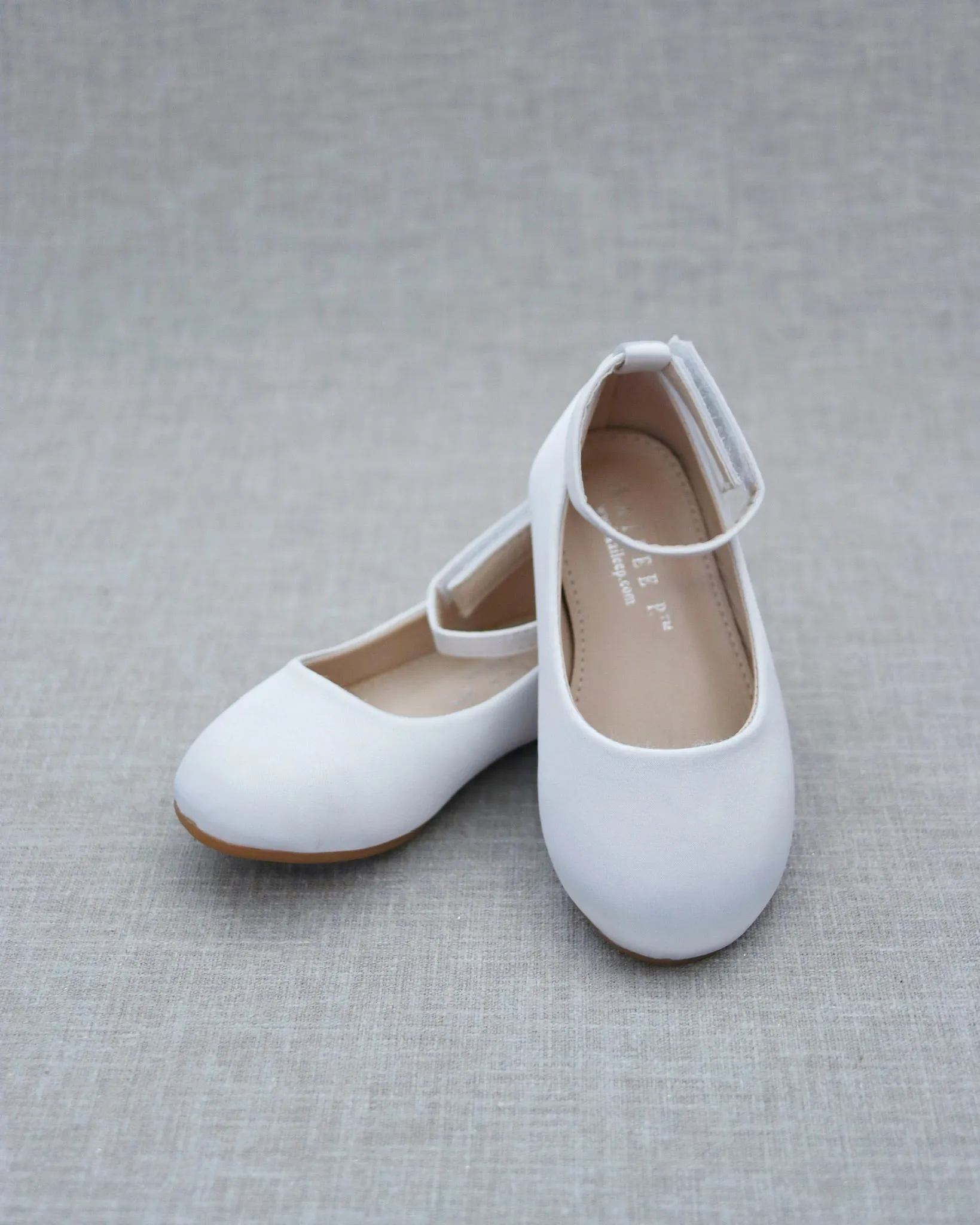 Satin Flats with Velcro Ankle Strap