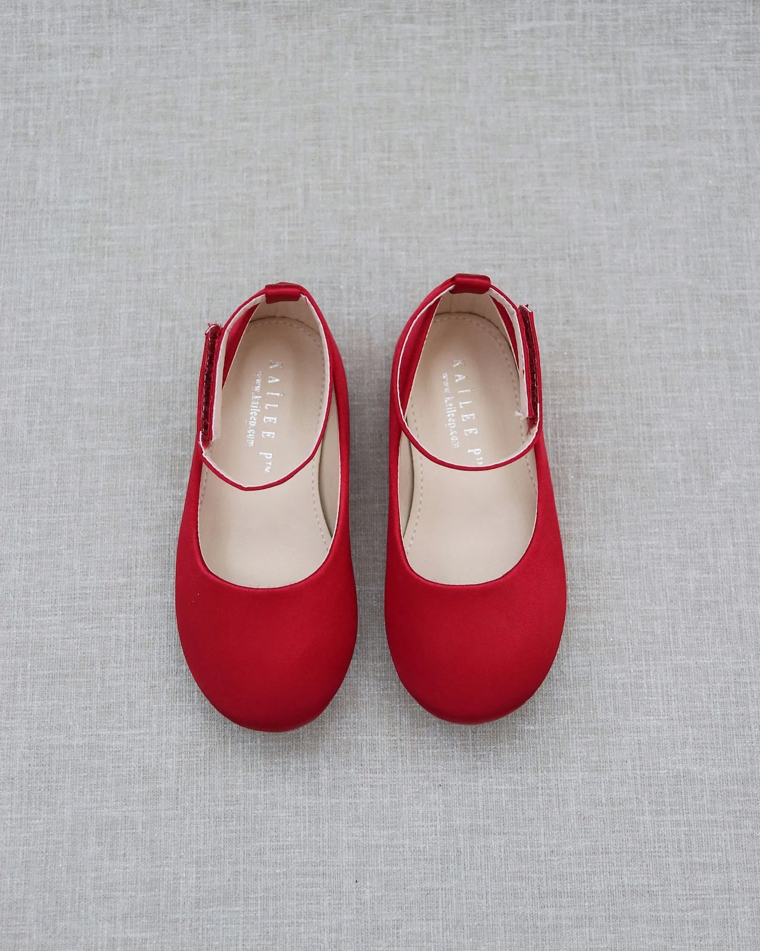 Satin Flats with Velcro Ankle Strap