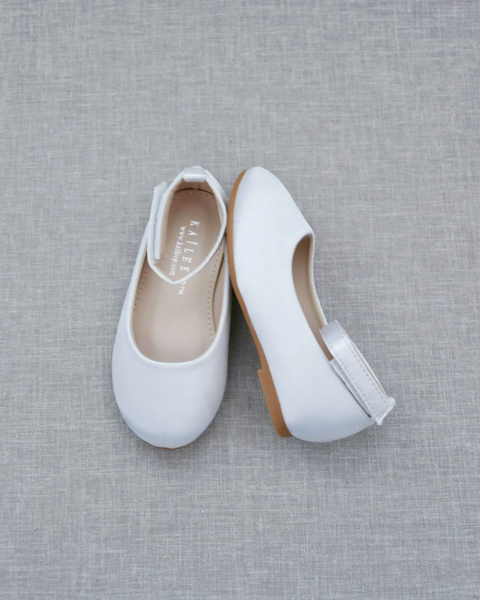 Satin Flats with Velcro Ankle Strap