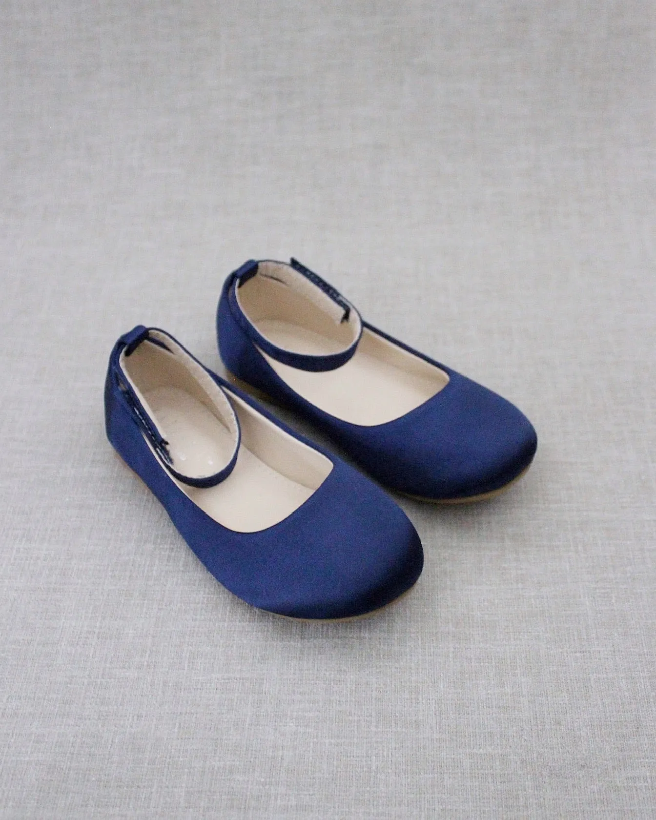 Satin Flats with Velcro Ankle Strap