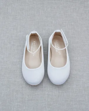 Satin Flats with Velcro Ankle Strap