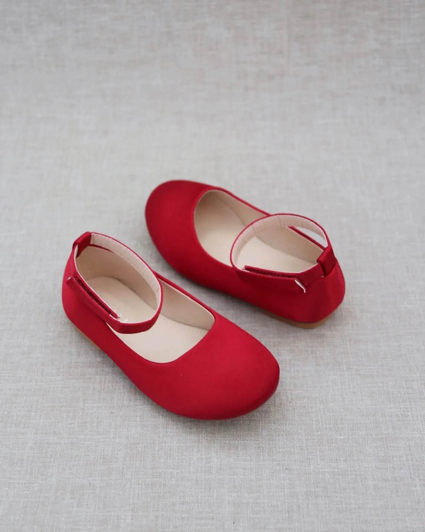 Satin Flats with Velcro Ankle Strap