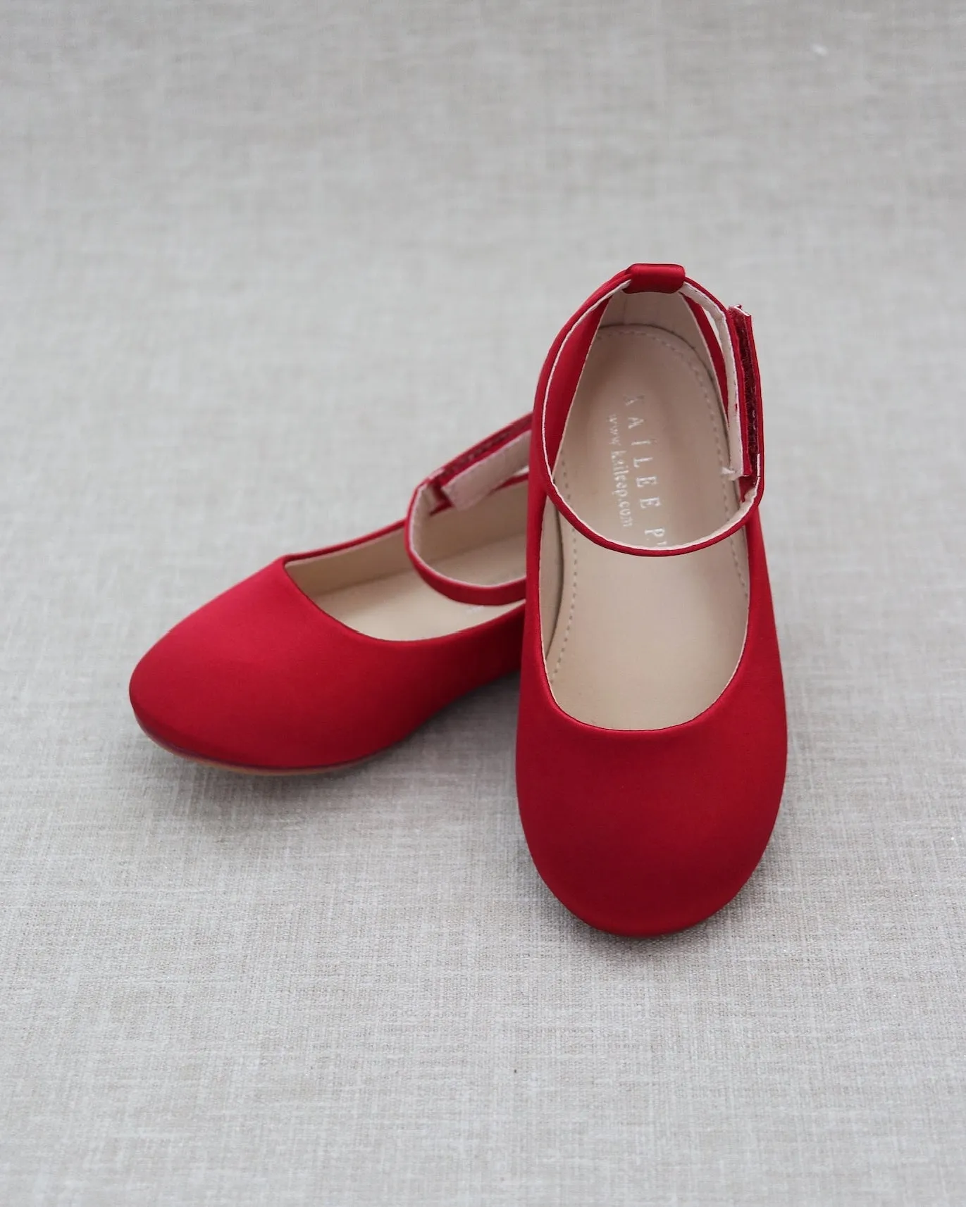 Satin Flats with Velcro Ankle Strap