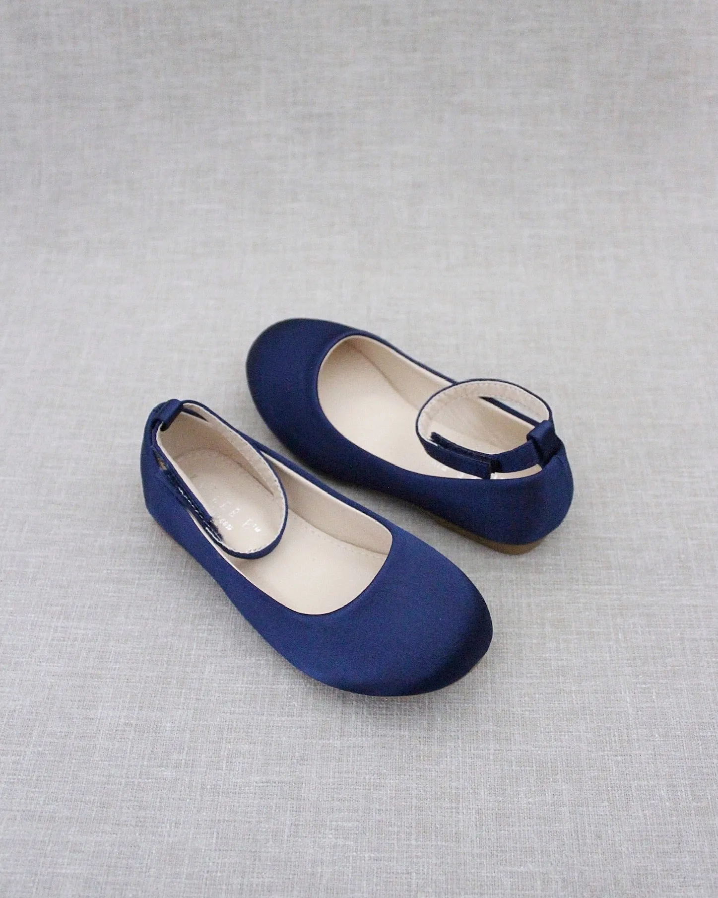 Satin Flats with Velcro Ankle Strap