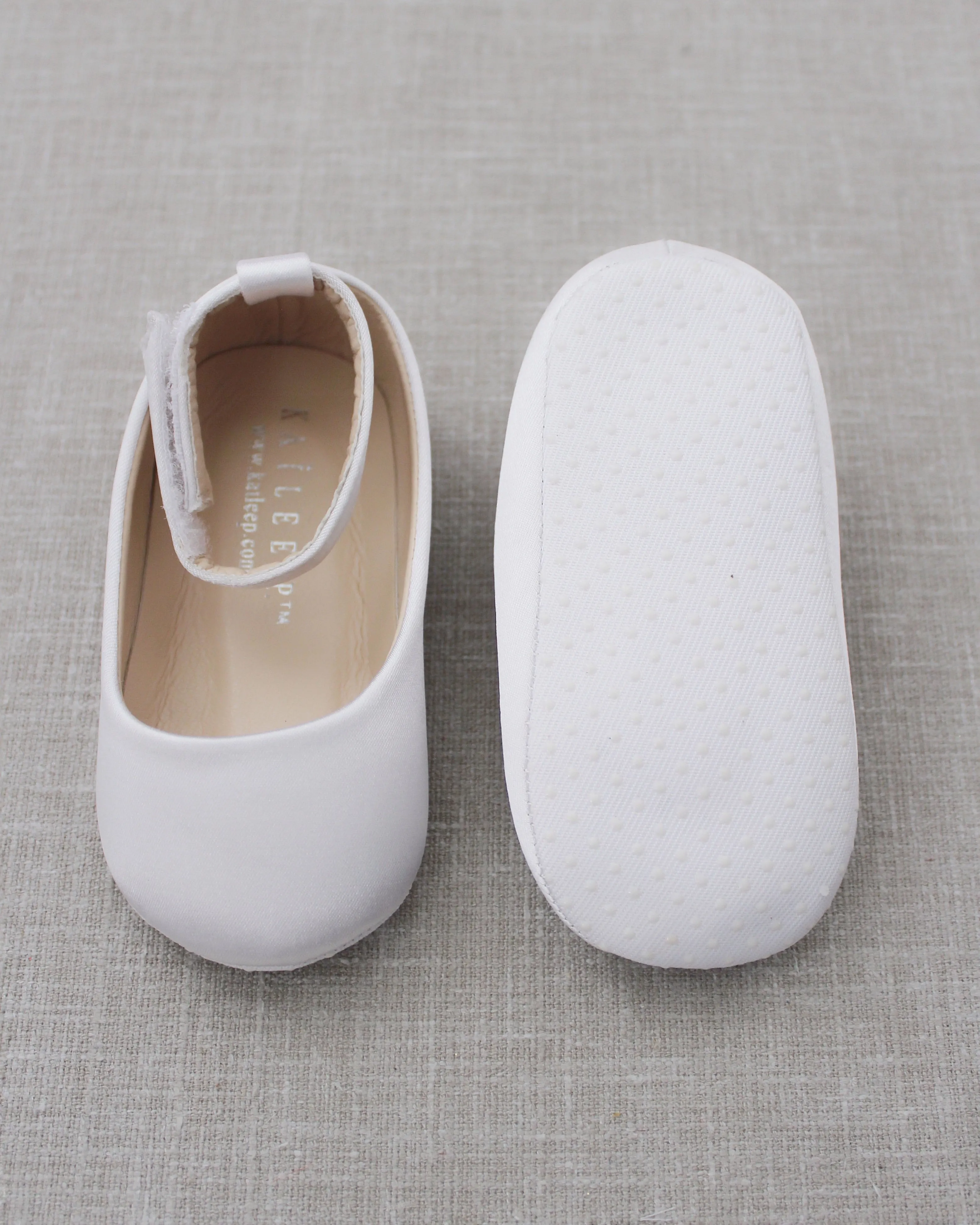 Satin Flats with Velcro Ankle Strap