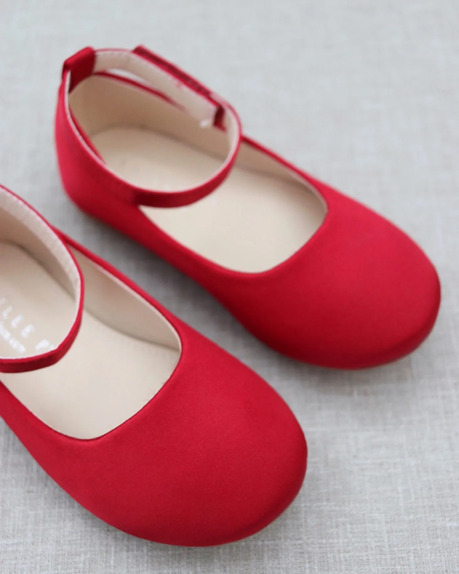 Satin Flats with Velcro Ankle Strap