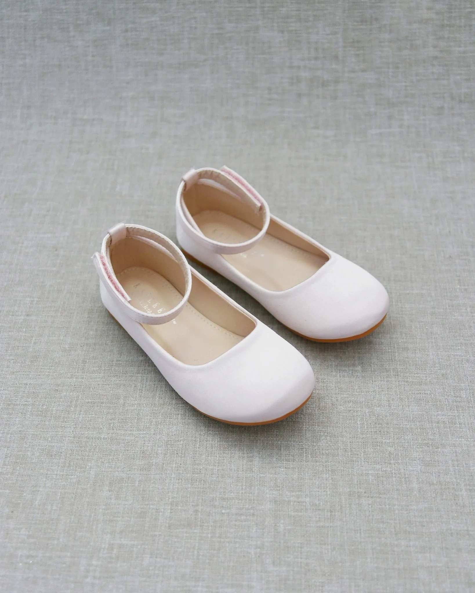 Satin Flats with Velcro Ankle Strap