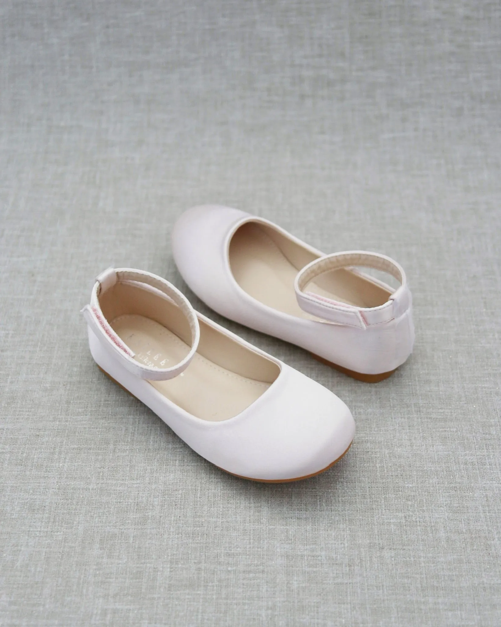 Satin Flats with Velcro Ankle Strap