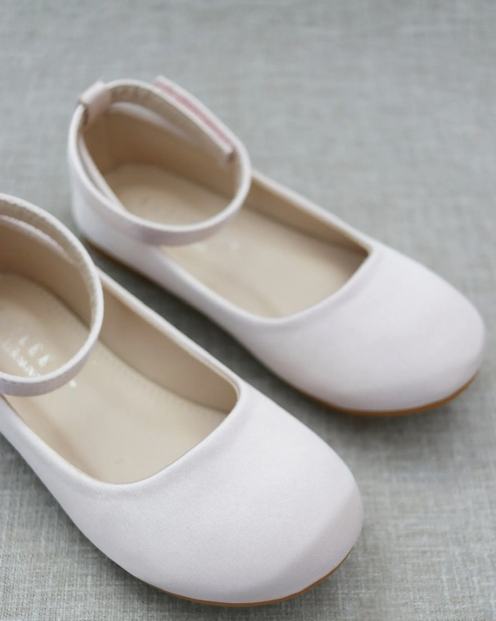 Satin Flats with Velcro Ankle Strap