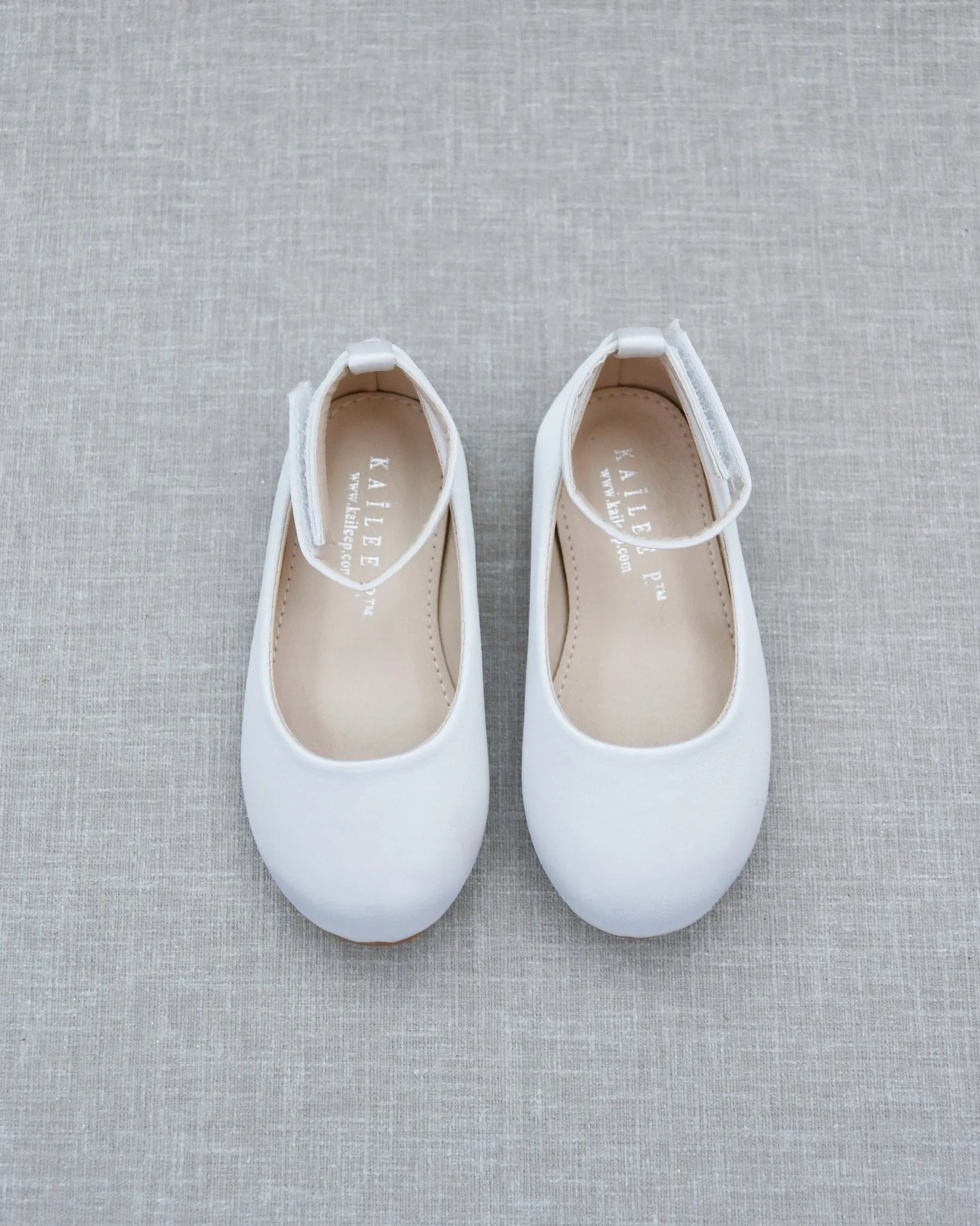 Satin Flats with Velcro Ankle Strap