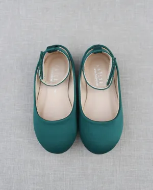 Satin Flats with Velcro Ankle Strap
