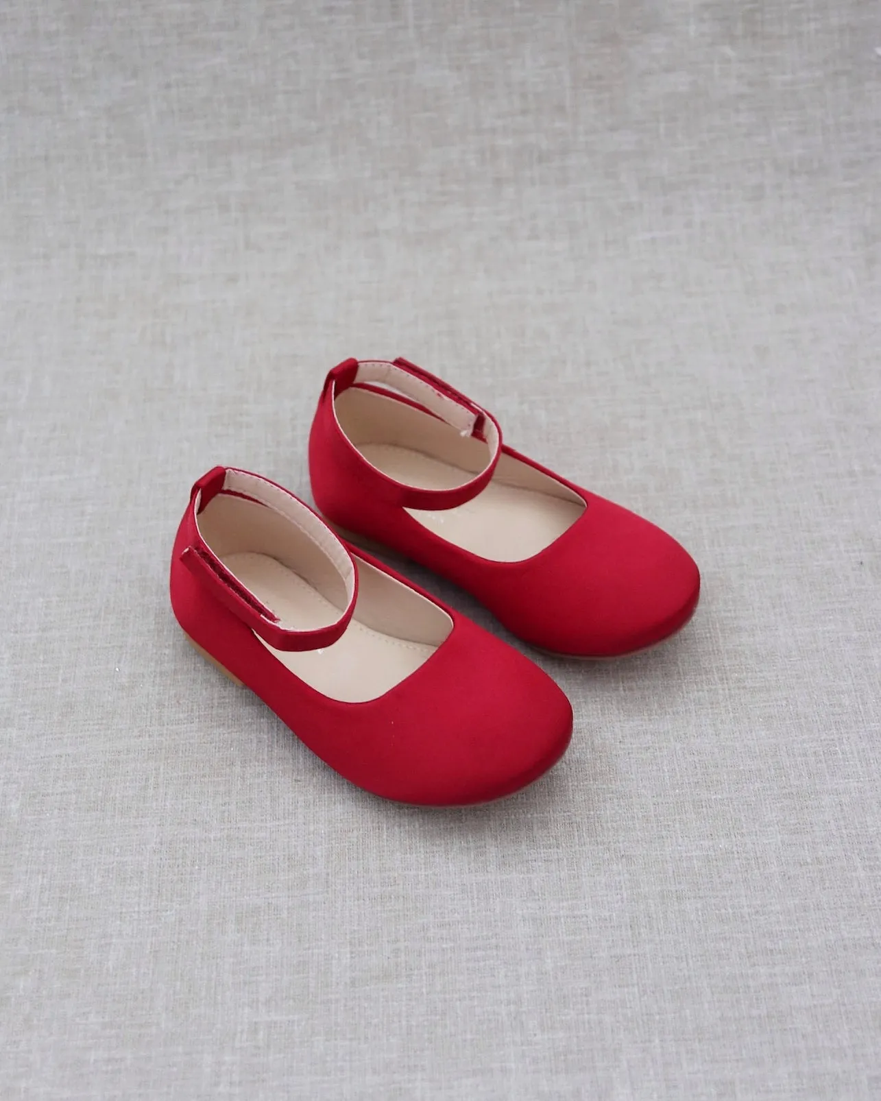 Satin Flats with Velcro Ankle Strap