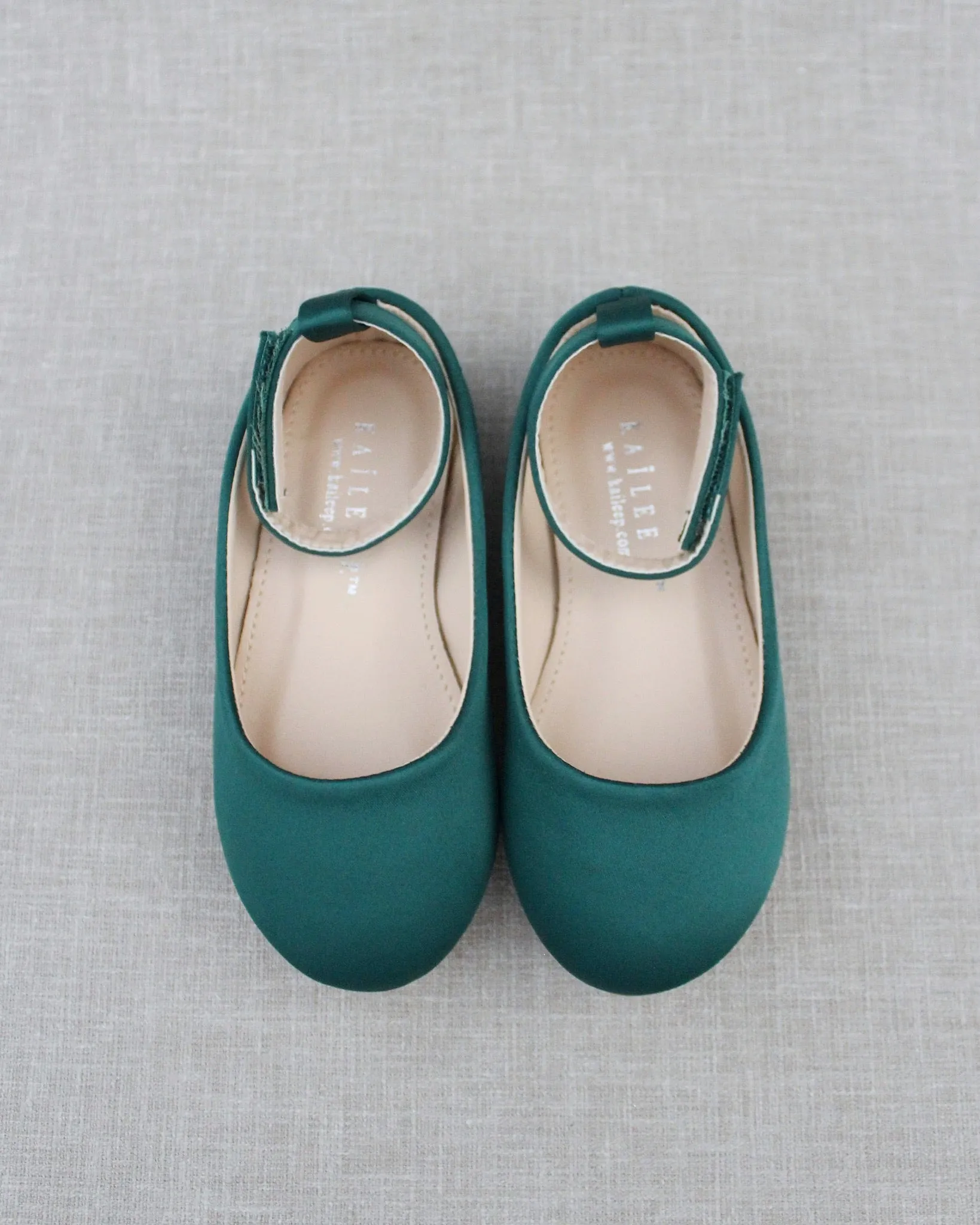 Satin Flats with Velcro Ankle Strap