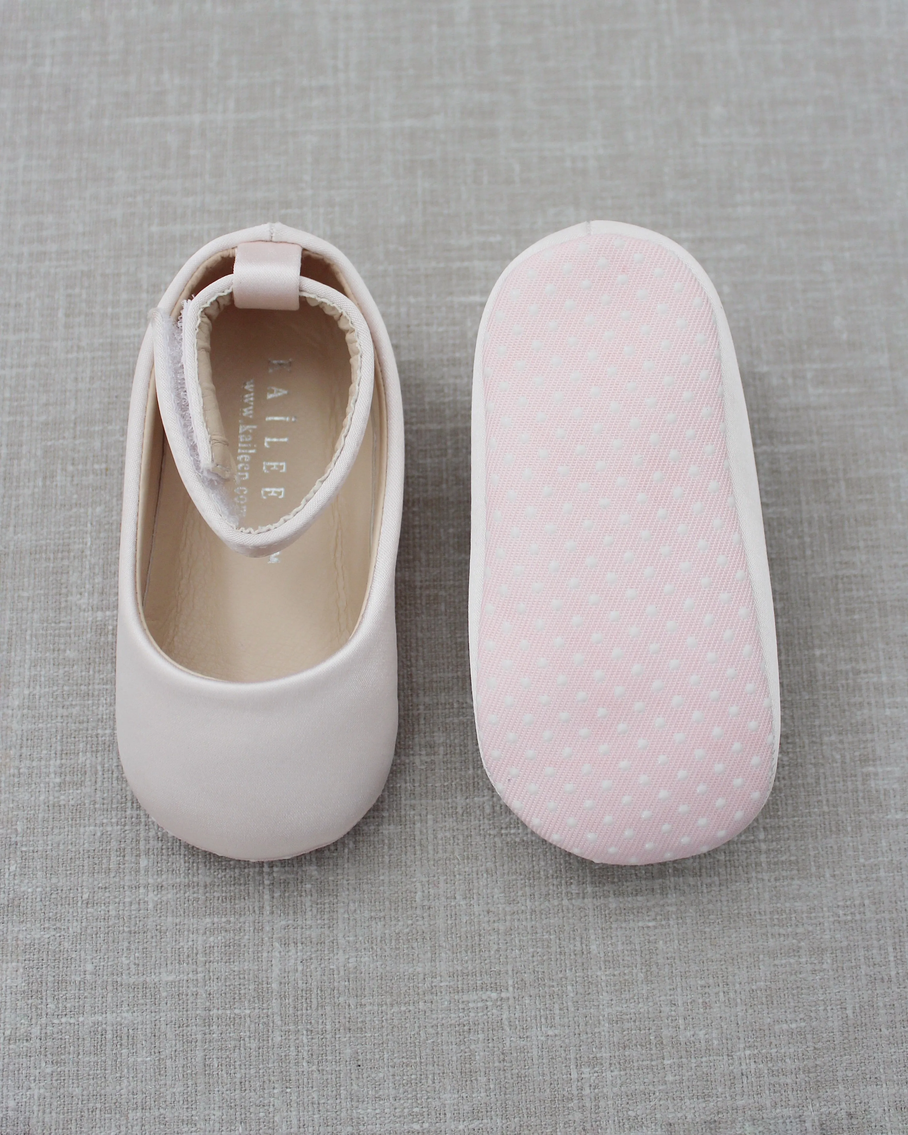 Satin Flats with Velcro Ankle Strap