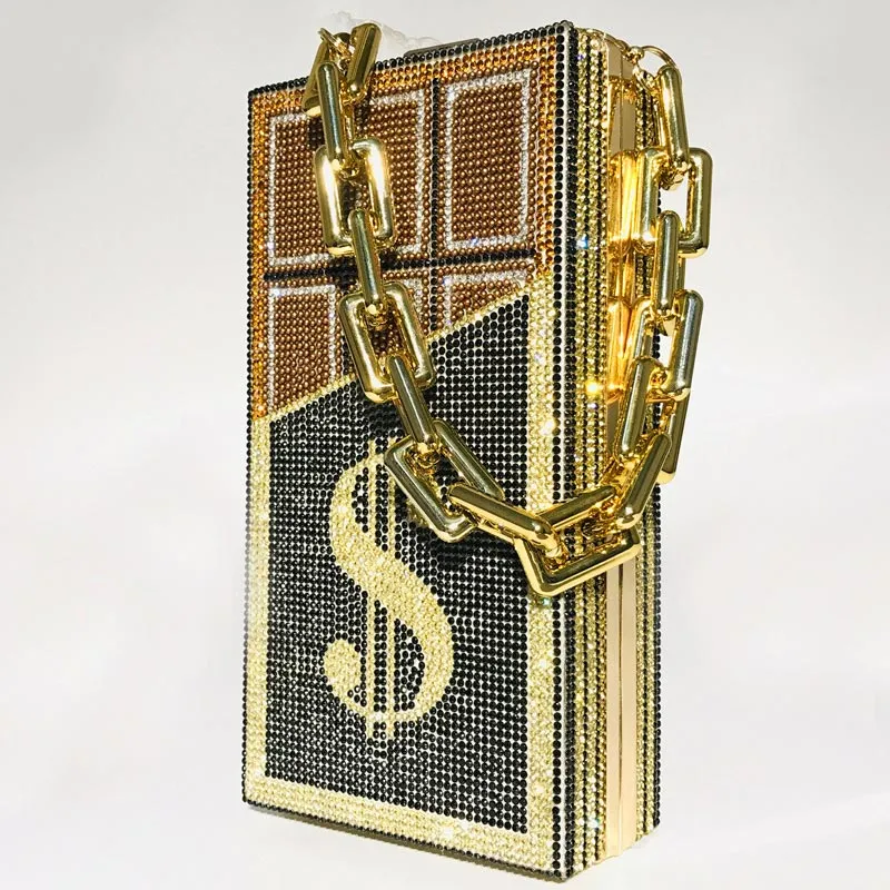 Sequins Rhinestone Dollar Print Slippers & Clutch Bags