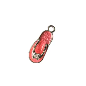 Silver Pink Flip flop Charm
