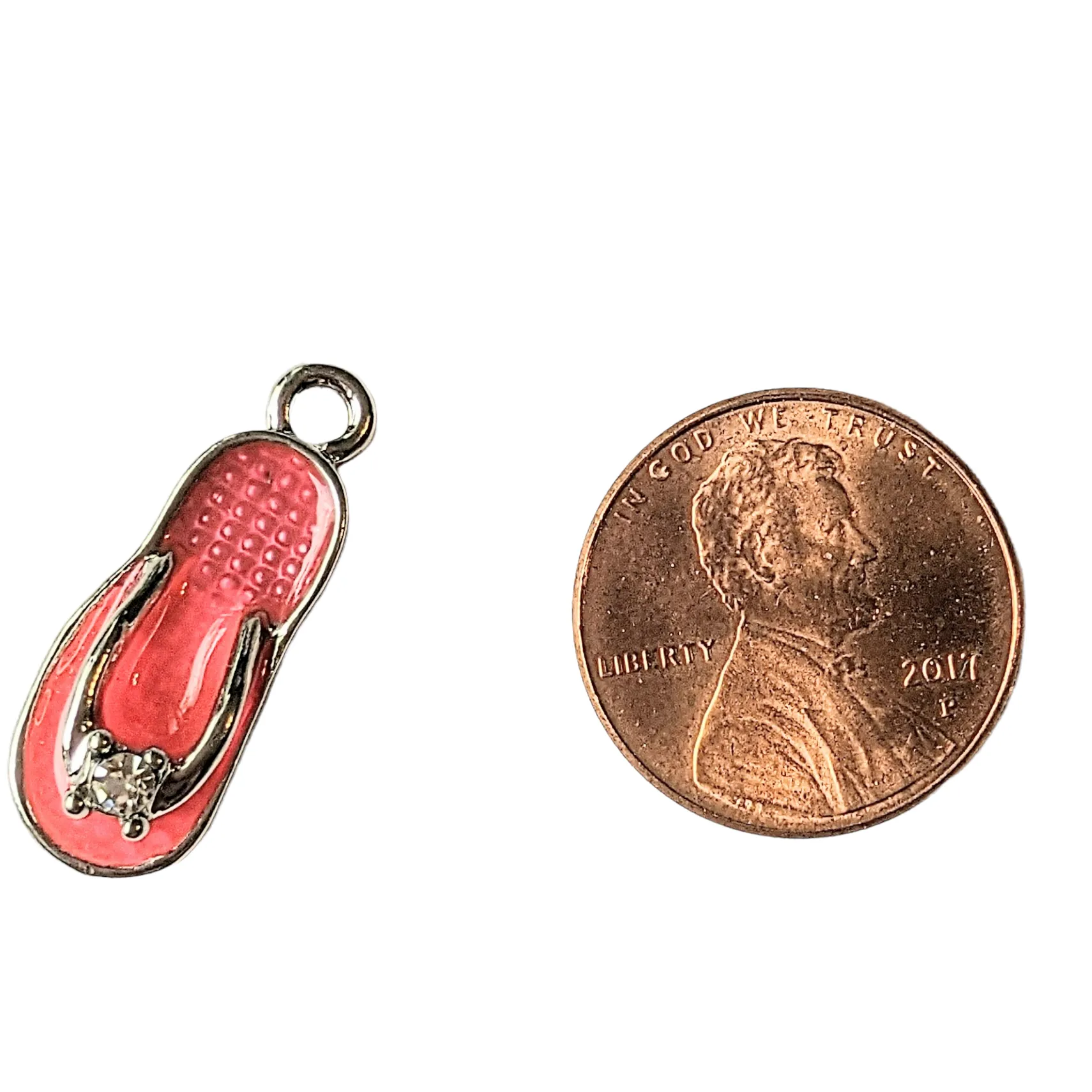 Silver Pink Flip flop Charm