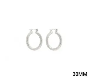 Silver Textured Water Resistant Hoops