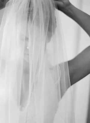 Simple Detachable Blusher Veil - Short Raw Edge Blusher for Over Bride's Face