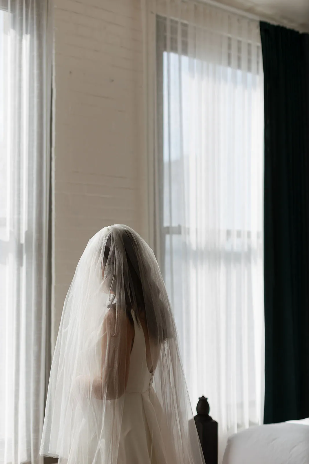 Simple Detachable Blusher Veil - Short Raw Edge Blusher for Over Bride's Face