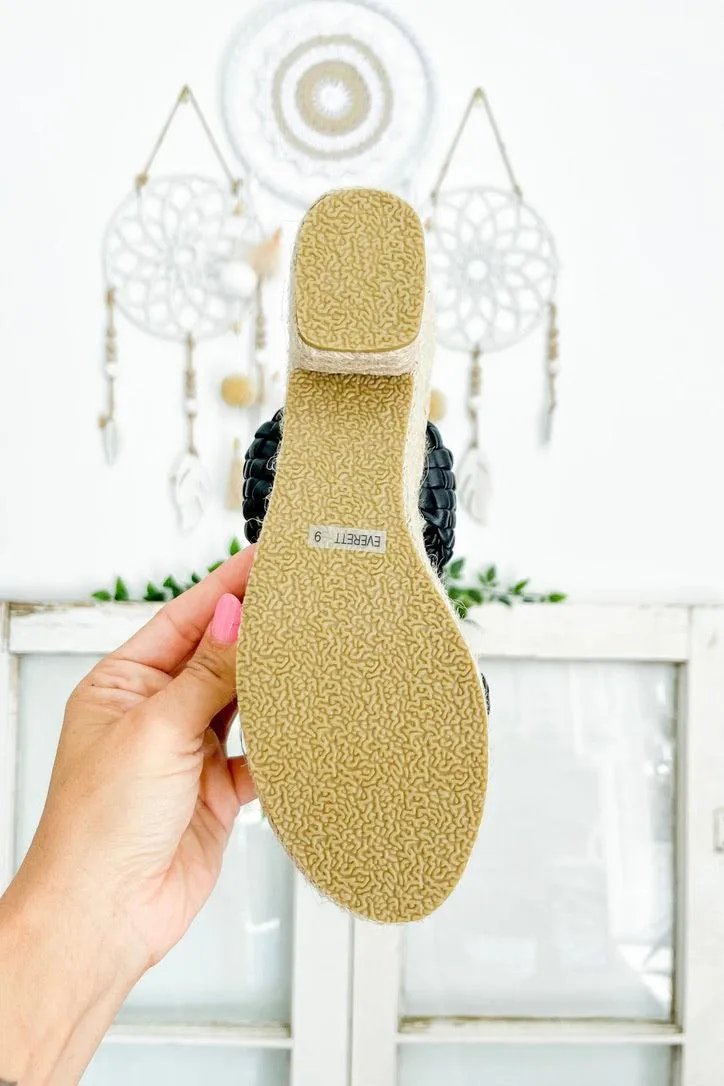 Sizes 6, 10 // Braided Platform Espadrilles - Black