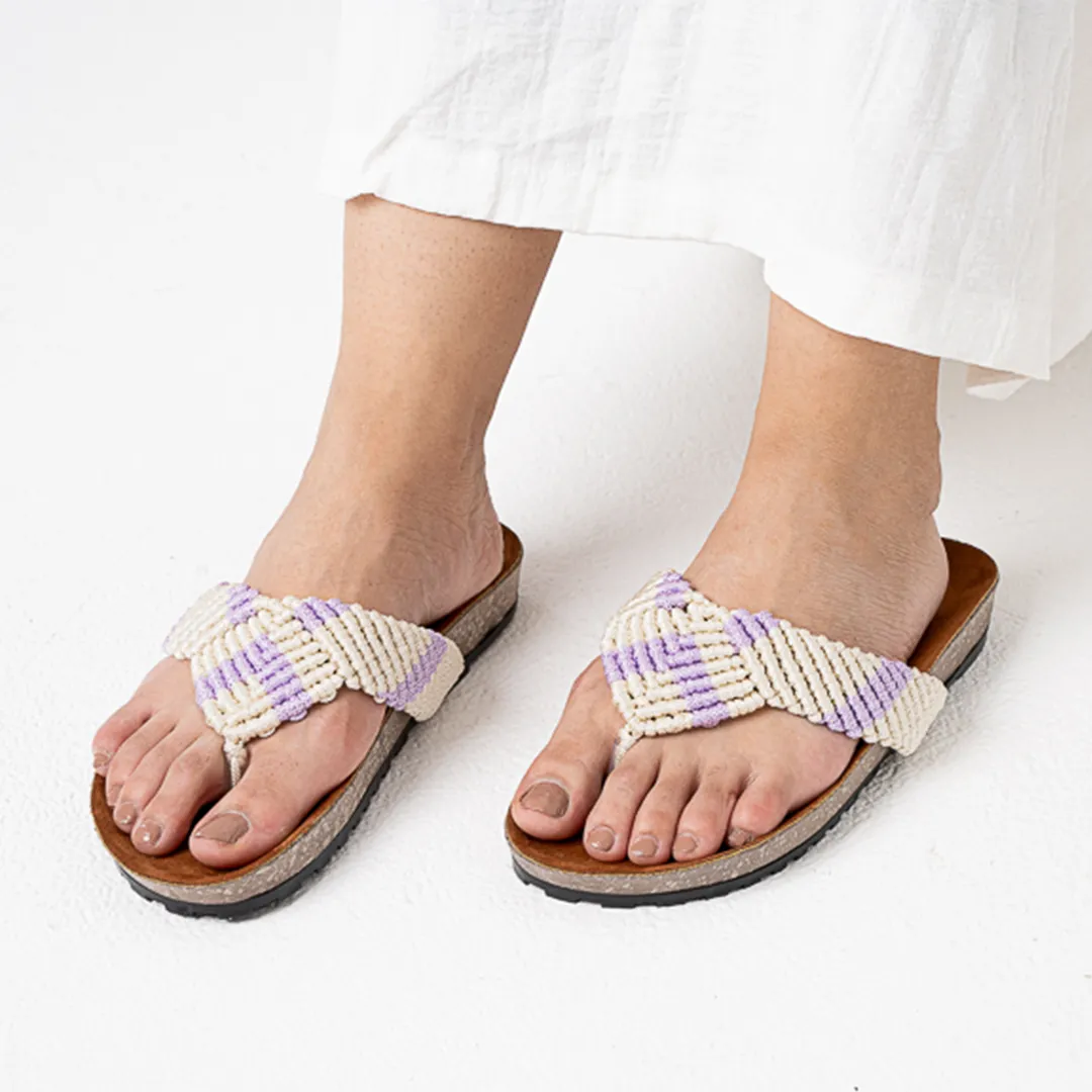 Slara | Toe Macrame Slippers - Mauve