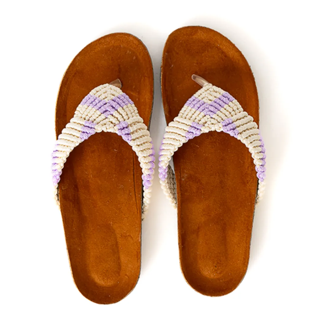 Slara | Toe Macrame Slippers - Mauve
