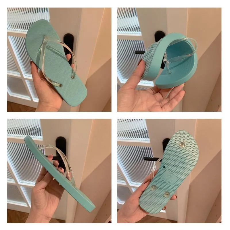 Slippers Transparent Girls Beach Flip Flops Anti-slip Summer Shoes Female Vacation Slides Girls Flat Sandals
