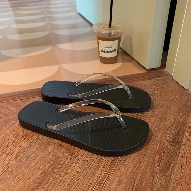 Slippers Transparent Girls Beach Flip Flops Anti-slip Summer Shoes Female Vacation Slides Girls Flat Sandals