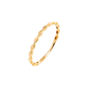 Solid Flat Beaded Band Ring 14K